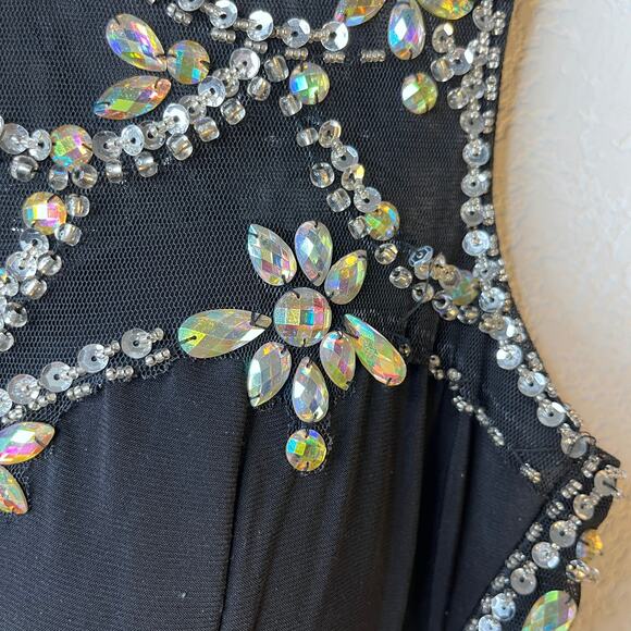 Betsy & Adam Black Maxi Dress with Gold Accents - Picture 5 of 14